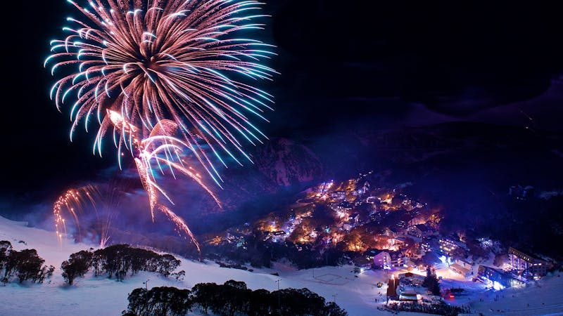 fireworks at the snowfields